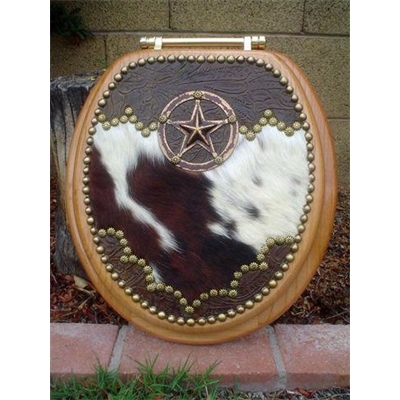 Western Star Cowhide Floral Leather Toilet Seat